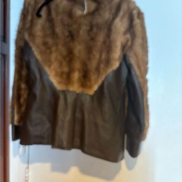 Vintage fur coat mink & leather jacket y2k designer blazer rare Mr Peter’s - Picture 7 of 11